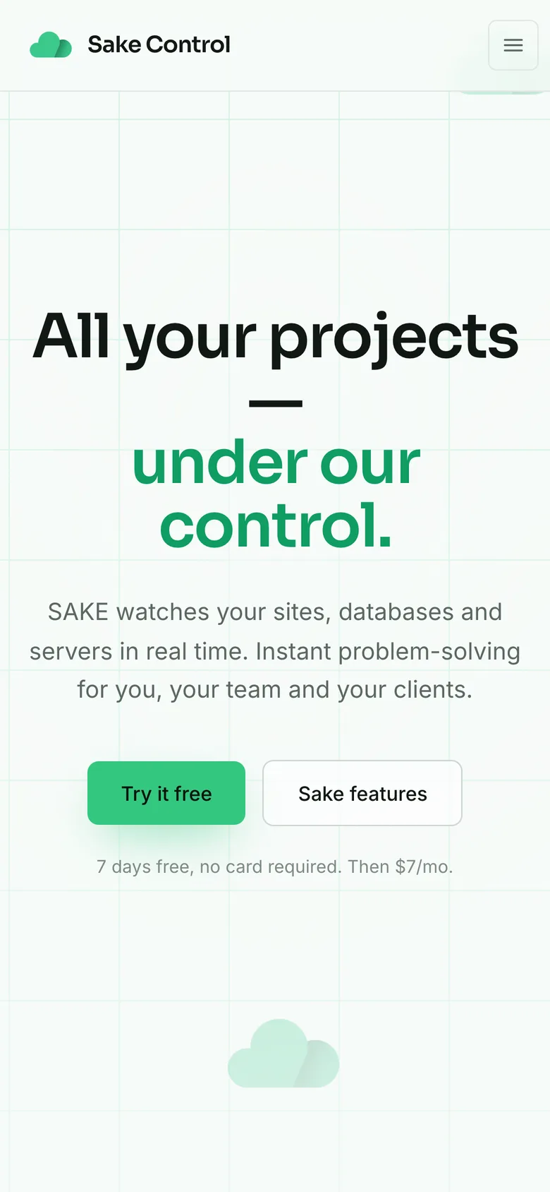 SAKE Control System — ekran mobilny