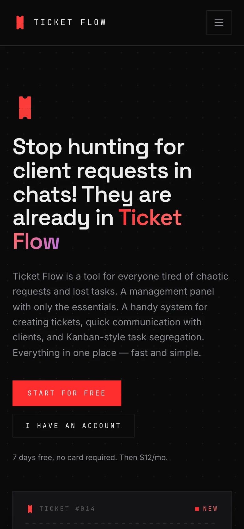 Ticket Flow — ekran mobilny
